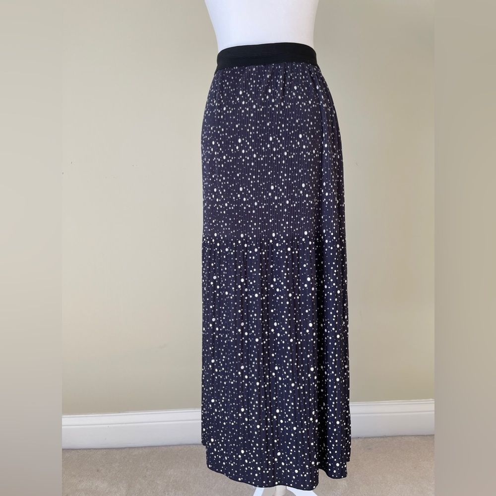 Punt o Roma Blue & While Elastic Waist Long Pleated Maxi Casual Skirt EUC - Picture 6 of 7